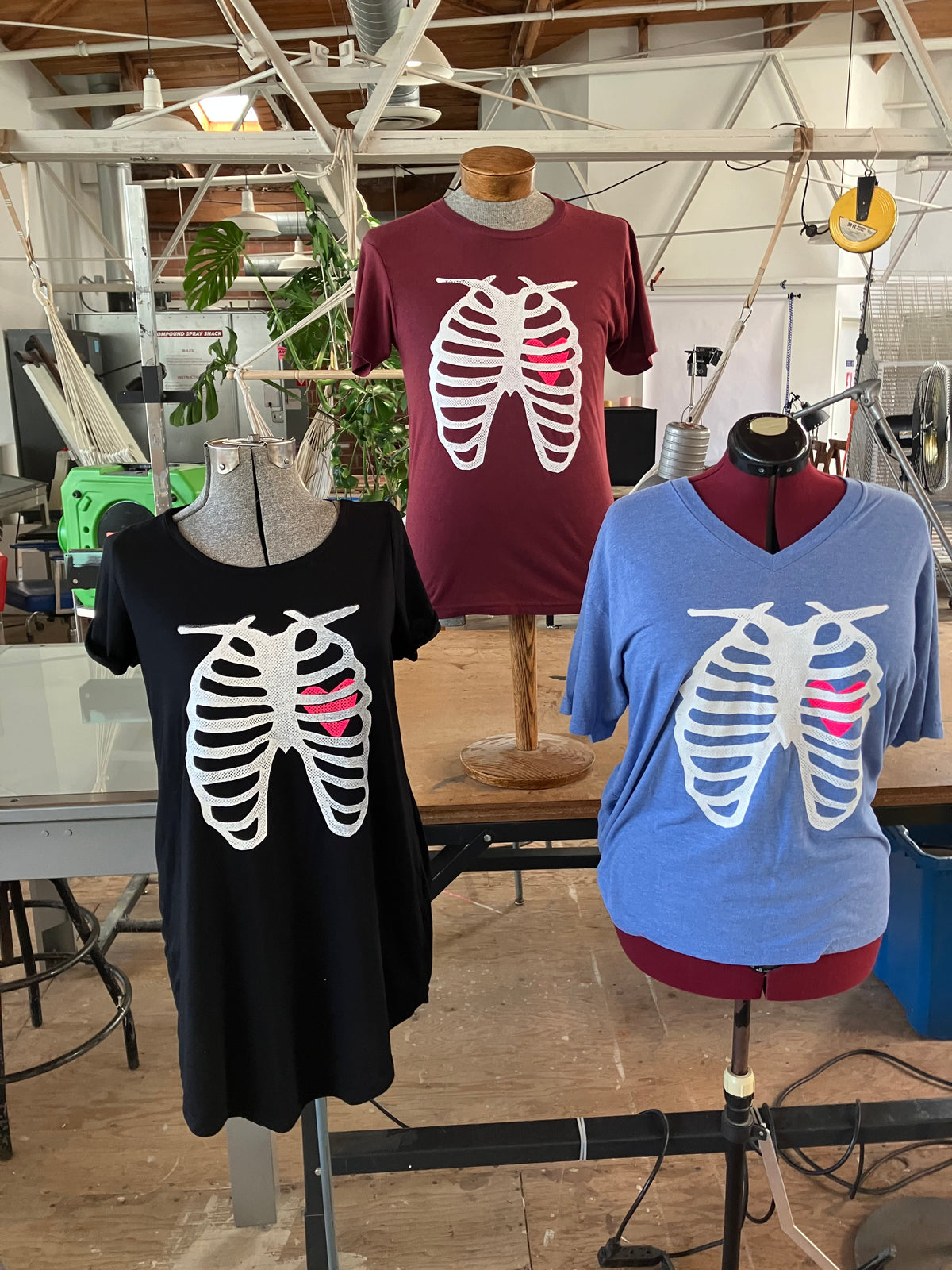 X-Ray Heart T-shirt, sky blue , size XL