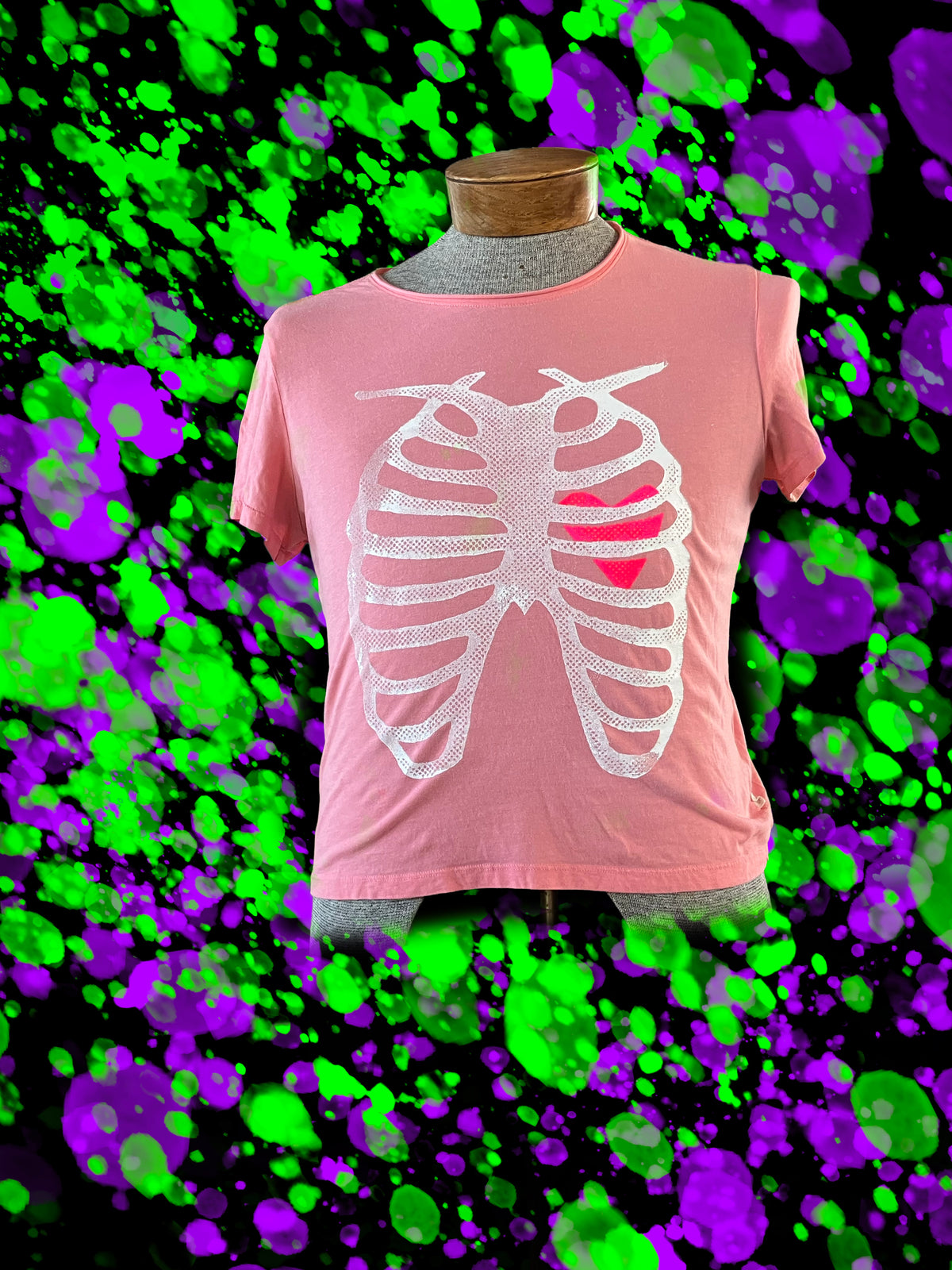 X-Ray Heart pink cropped T-shirt size M