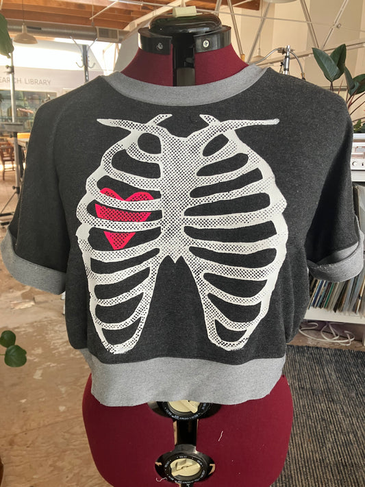 X-Ray Heart crop T, grey, size S