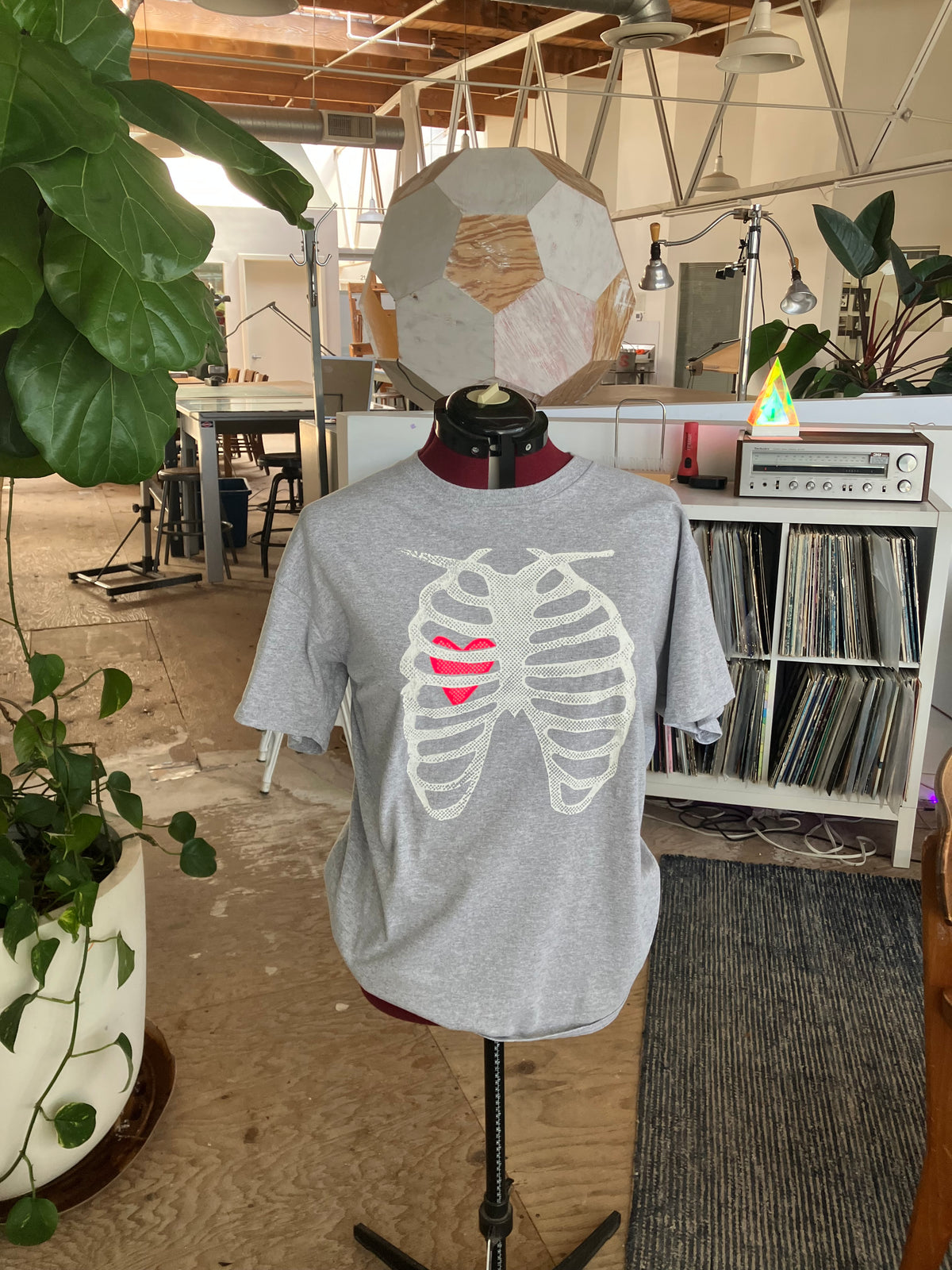 X-Ray Heart T-shirt, Grey, size L