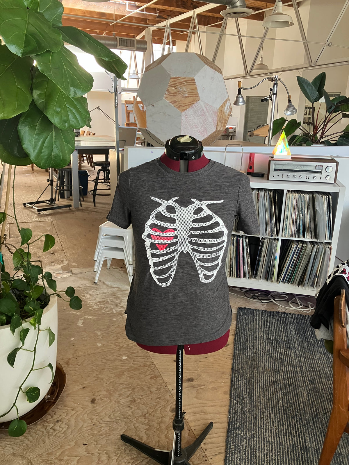 X-Ray Heart T-shirt, grey, size XS