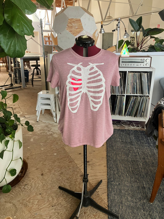 X-Ray Heart T-shirt, pink, size M
