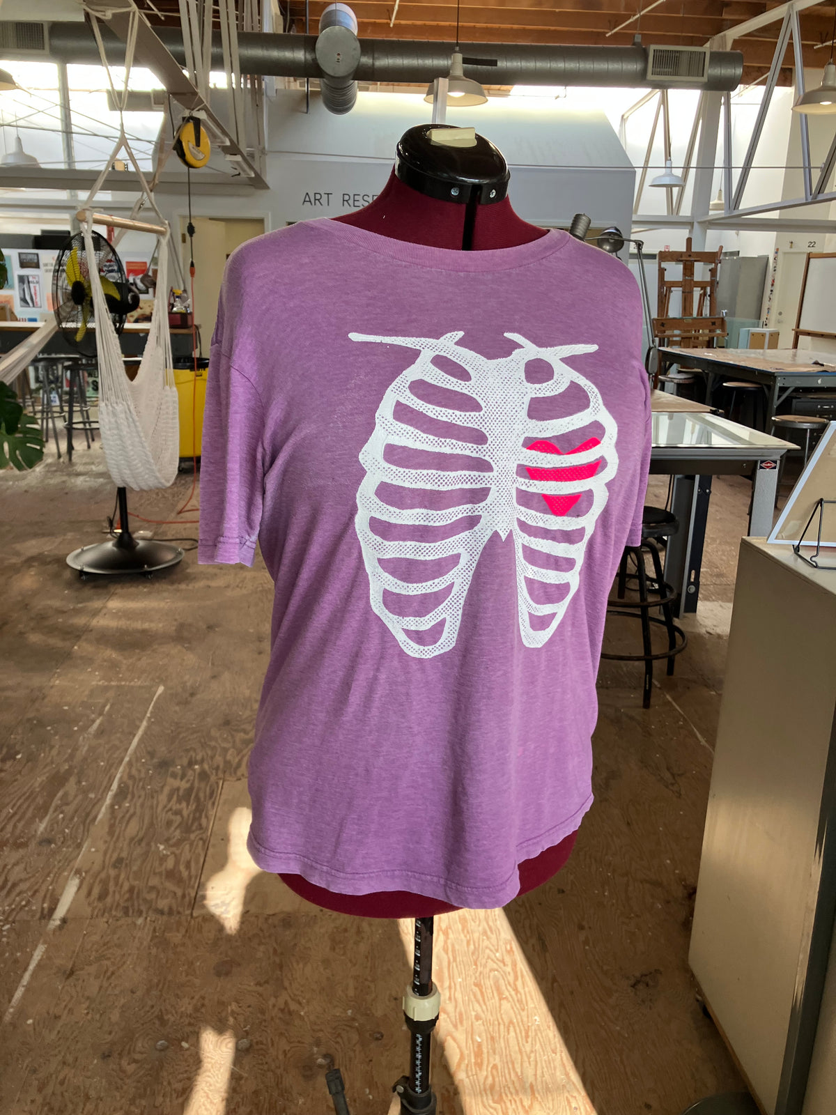 X-Ray Heart T-shirt, purple, tag size M