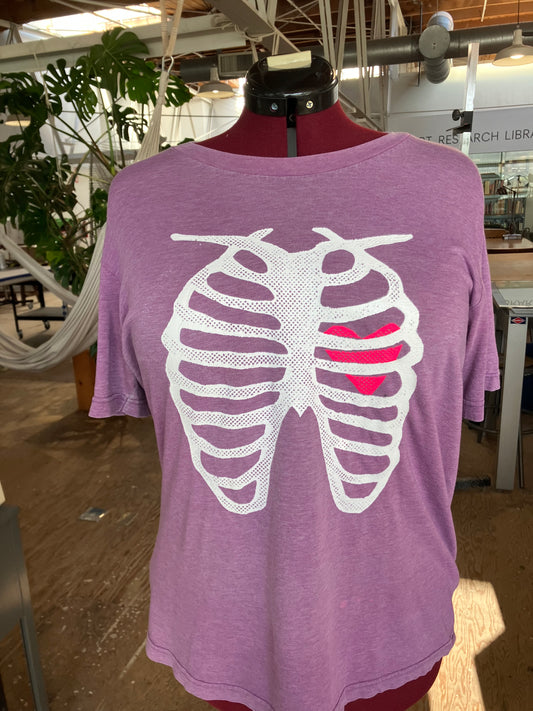 X-Ray Heart T-shirt, purple, tag size M