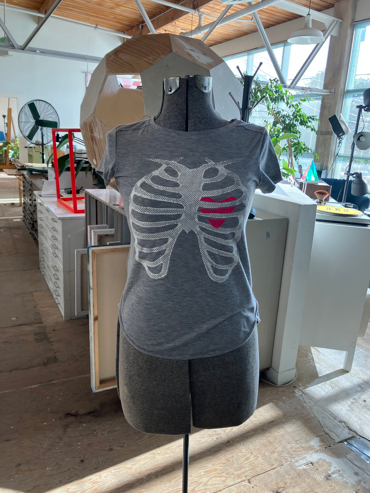 X-Ray Heart T-shirt, Grey, size S