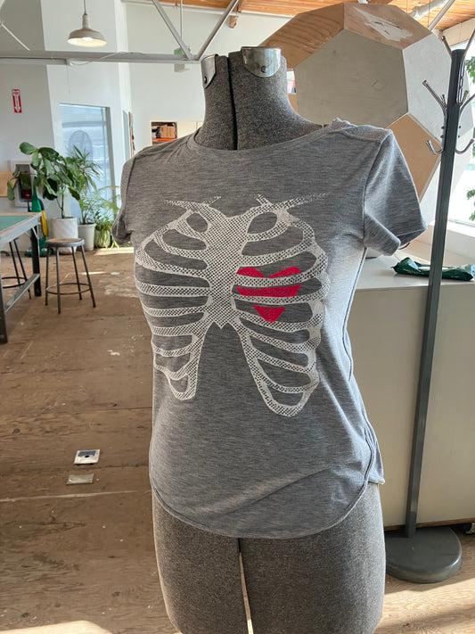 X-Ray Heart T-shirt, Grey, size S