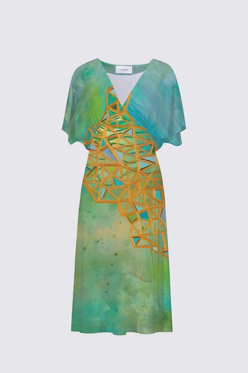 LLM Bay Area Landscape II V-Neck Flutter Dress